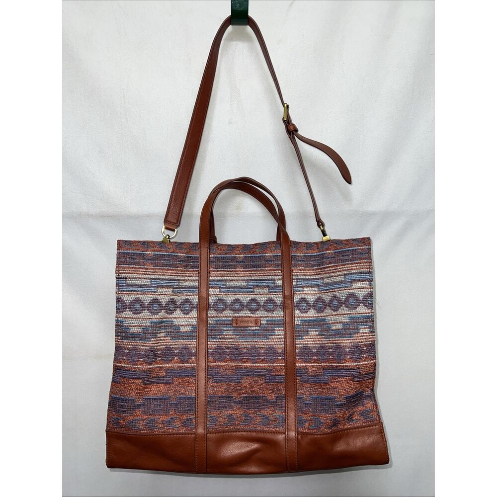 FOSSIL Carmen Large Canvas and Leather Tote Bag #ZB1554762